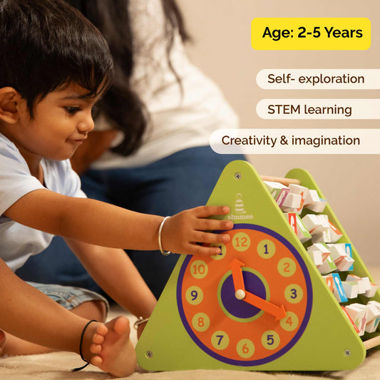 Wooden 5-In-1 Activity Triangle – Interactive STEM Learning Toy
