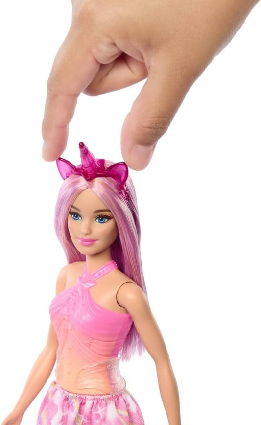 Barbie Unicorn Doll With Pink Hair, Ombre Outfit And Unicorn Accessories For Kids Ages 3+