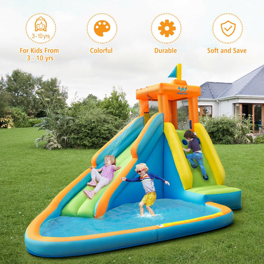 Inflatable Water Slide Kids Bounce House with 740W Blower free