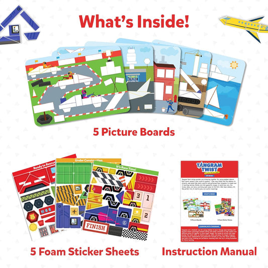 Skillmatics Tangram Twist - Off We Go! No Mess Sticker Art Puzzle For Ages 8+