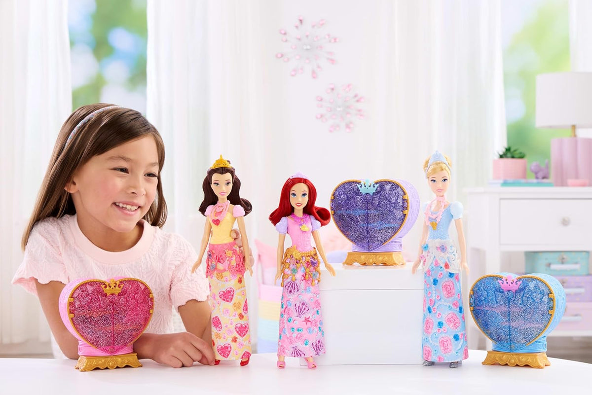 Disney Princess Jewel Reveal Belle Fashion Doll with 8 Surprises Including Gem Box & Accessories for Kids Ages 3 Years & Up