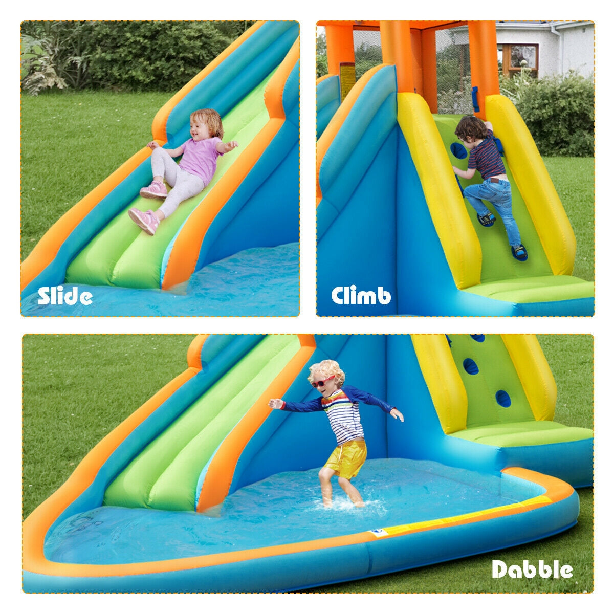 Inflatable Water Slide Kids Bounce House with 740W Blower free