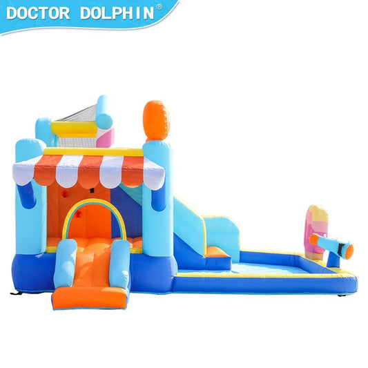 Candy House Inflatable Water Park for Kids with Slide, Pool & Water Cannon 735W Blower Included