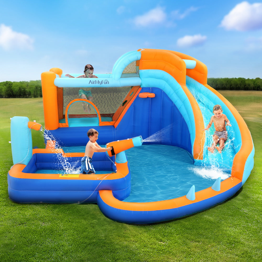 AirMyFun Kids Inflatable Pool Water Slide Park Jumping Castle Bounce 382X381CM 735W Blower Included
