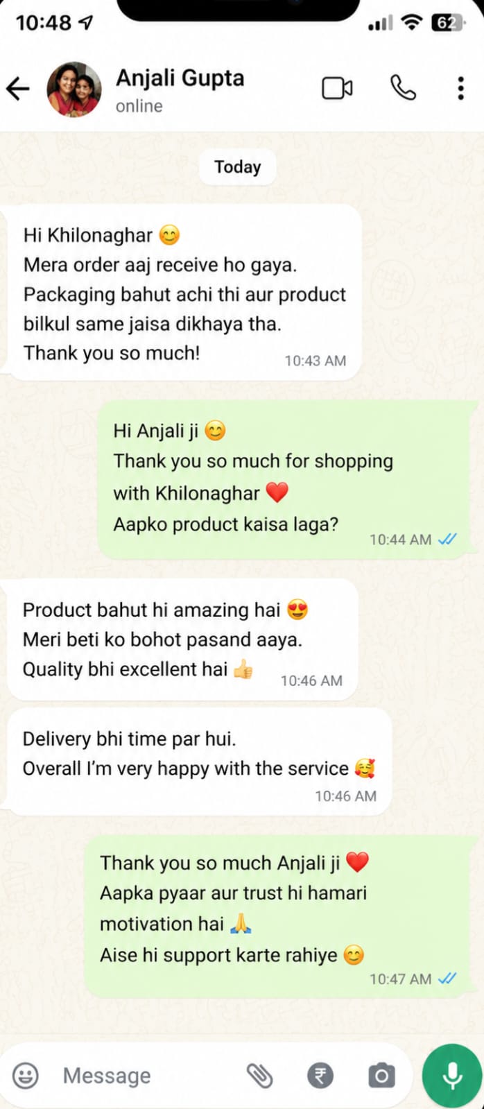 WhatsApp feedback from Anjali Gupta