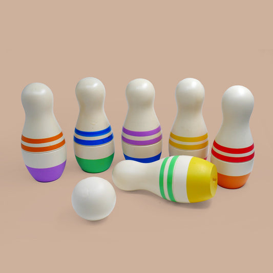 Multicolor Mini Bowling Pins Set || 6 Pins, 1 Ball (2 Years+)