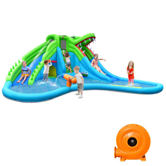Inflatable Crocodile Style Water Slide Upgraded Kids Bounce Castle with 780W Blower Free