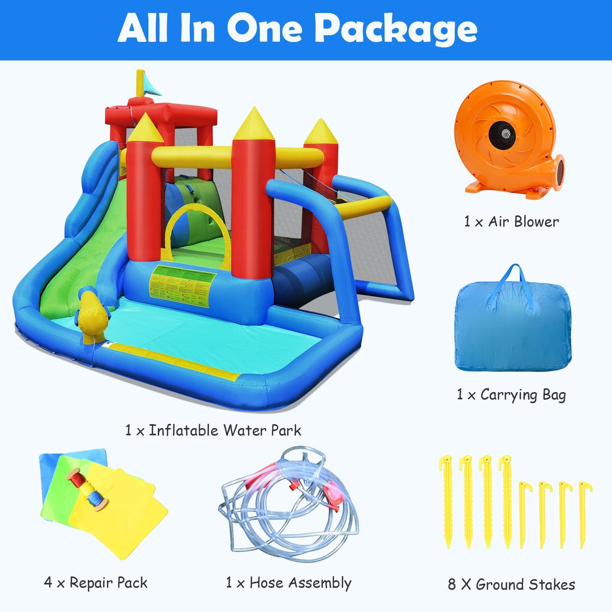Inflatable Bounce House Splash Pool with Water Climb Slide Blower included Free