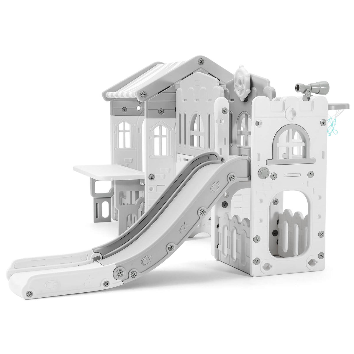 9 in 1 Toddler Slide, Freestanding Kid Climber Slide Playset, Toddler Playhouse, Indoor Outdoor Toy for Toddlers Age 1-3+ 735W Blower Included
