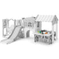 10 in 1 Toddler Slide, Freestanding Kid Climber Slide Playset, Toddler Playhouse, Backyard Playground Toy for Age 1-3+ 735W Blower Included