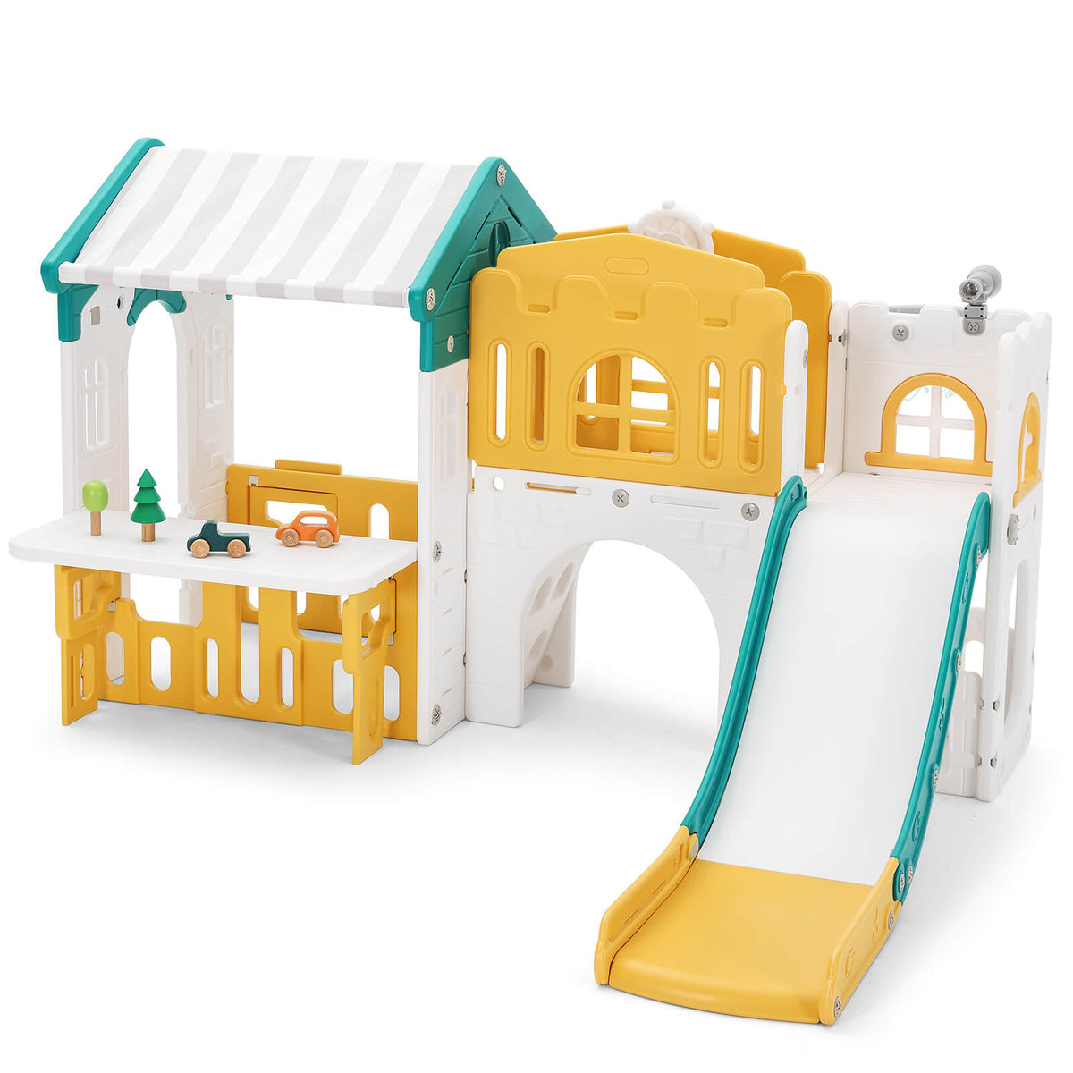 9 in 1 Toddler Slide, Freestanding Kid Climber Slide Playset, Toddler Playhouse, Indoor Outdoor Toy for Toddlers Age 1-3+ 735W Blower Included