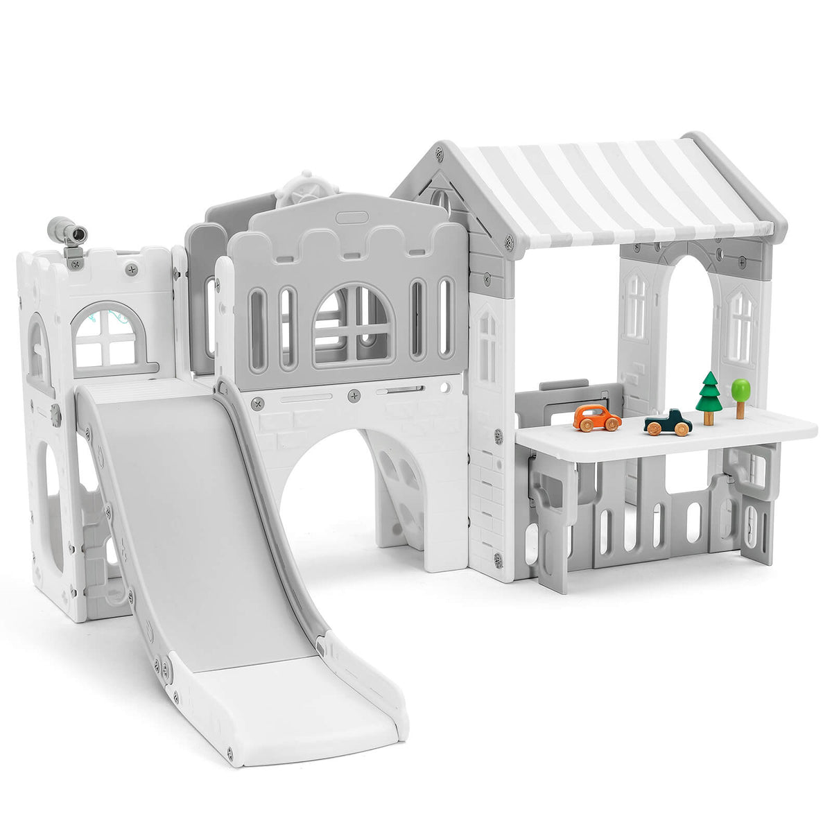 9 in 1 Toddler Slide, Freestanding Kid Climber Slide Playset, Toddler Playhouse, Indoor Outdoor Toy for Toddlers Age 1-3+ 735W Blower Included