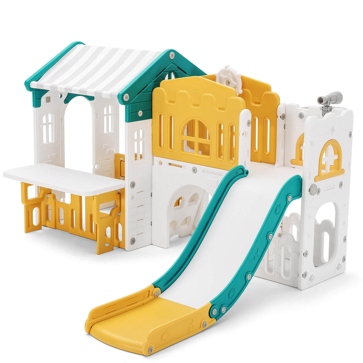9 in 1 Toddler Slide, Freestanding Kid Climber Slide Playset, Toddler Playhouse, Indoor Outdoor Toy for Toddlers Age 1-3+ 735W Blower Included