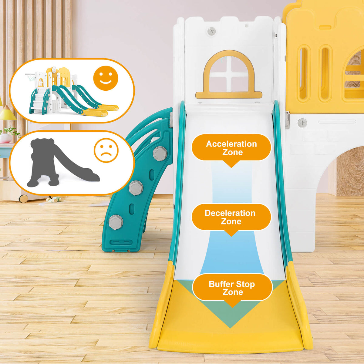 10 in 1 Toddler Slide, Double Kid Climber Slide Playset w/Swing, Indoor Outdoor Toy for Toddlers Age 1-3+