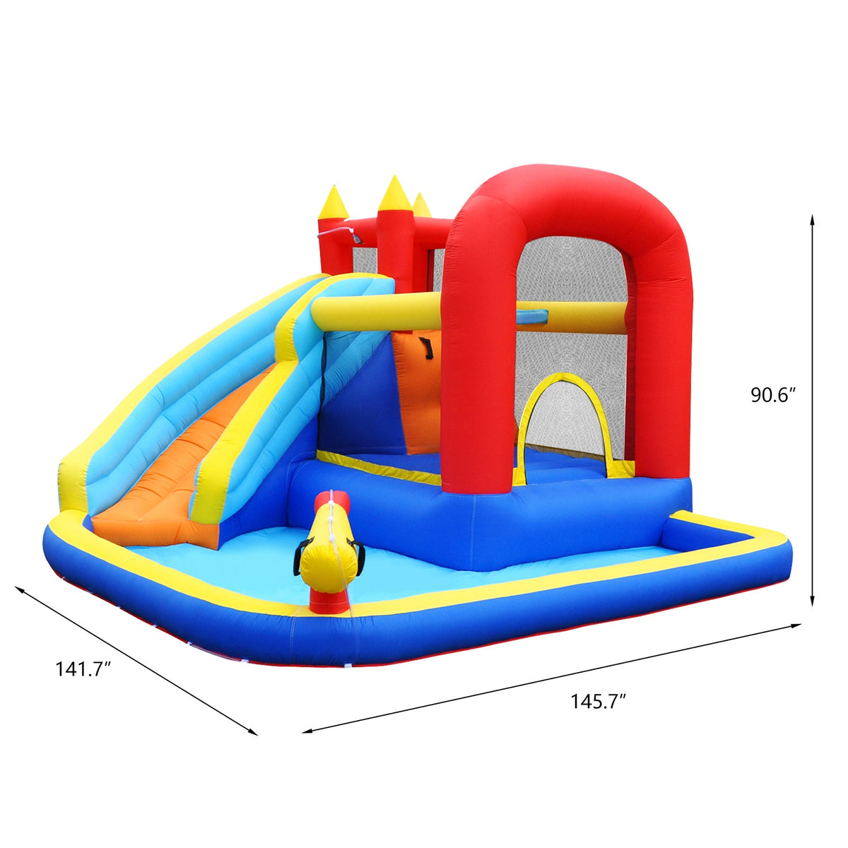 Inflatable Water Slide Bounce House, Slide Bouncer Castle Playhouse, 450W Air Blower for Kids Backyard Indoor Outdoor