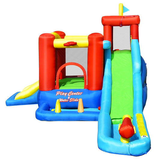 9-in-1 Inflatable Kids Water Slide Bounce House with 860W Blower Free