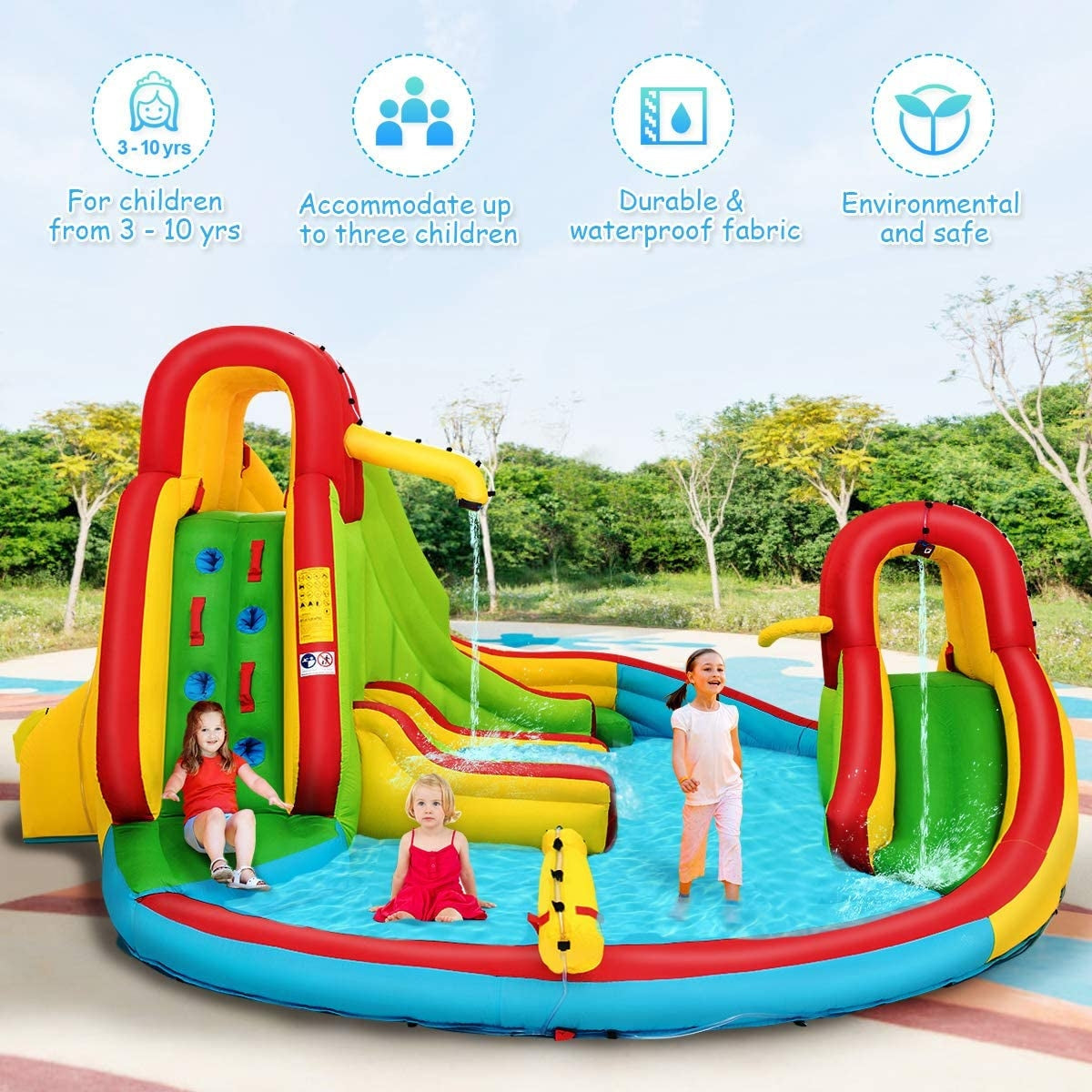 Kids Gift Inflatable Water Slide Bounce Park with 480 W Blower Free