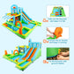 Inflatable Water Slide Bounce House for Kids, Luxury Heavy Duty Blow Up Water Park with Double Slides, Climbing Wall, Splash Pool and Sunshade Awning 735W Blower Included