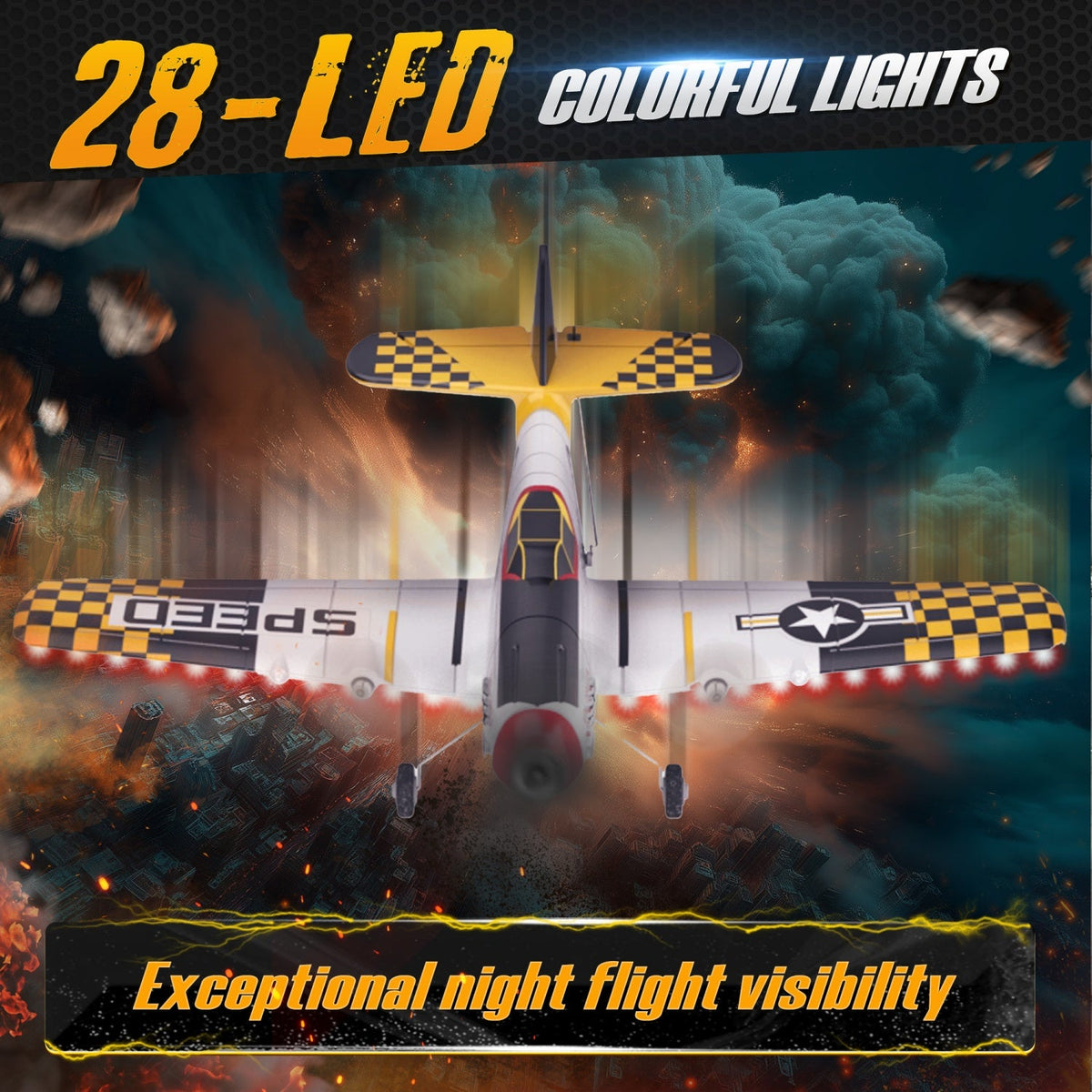 Bezgar RC Plane, 6-Axis Gyro Remote Control Airplane with LED Lights