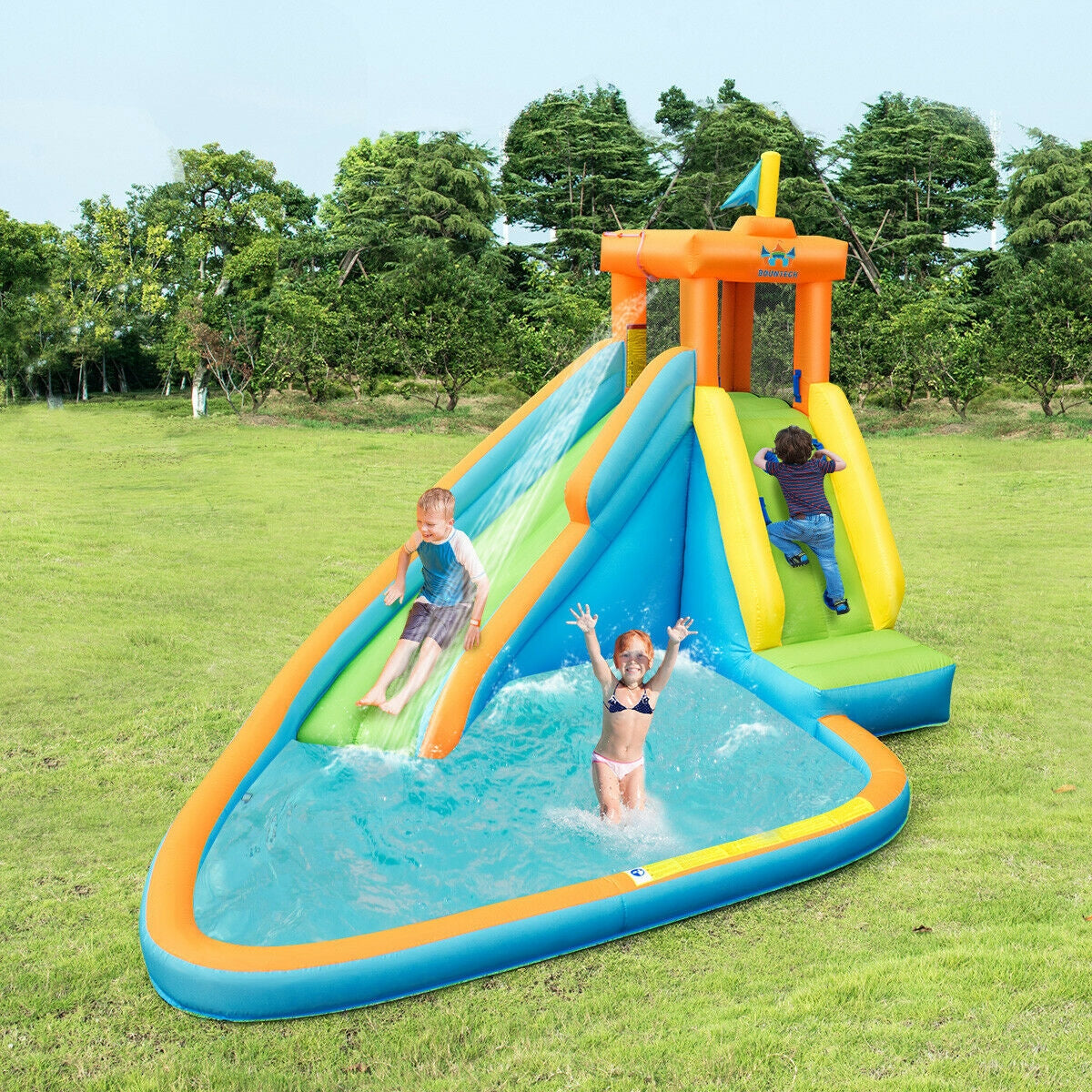Inflatable Water Slide Kids Bounce House with 740W Blower free
