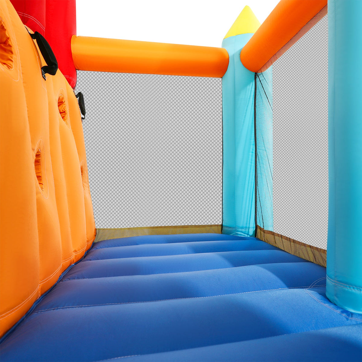 Inflatable Water Slide Park, Giant Bounce House with 450W Blower, Climbing Wall, Dual Basketball Hoops & Ring Toss Games - Outdoor Backyard Jumper