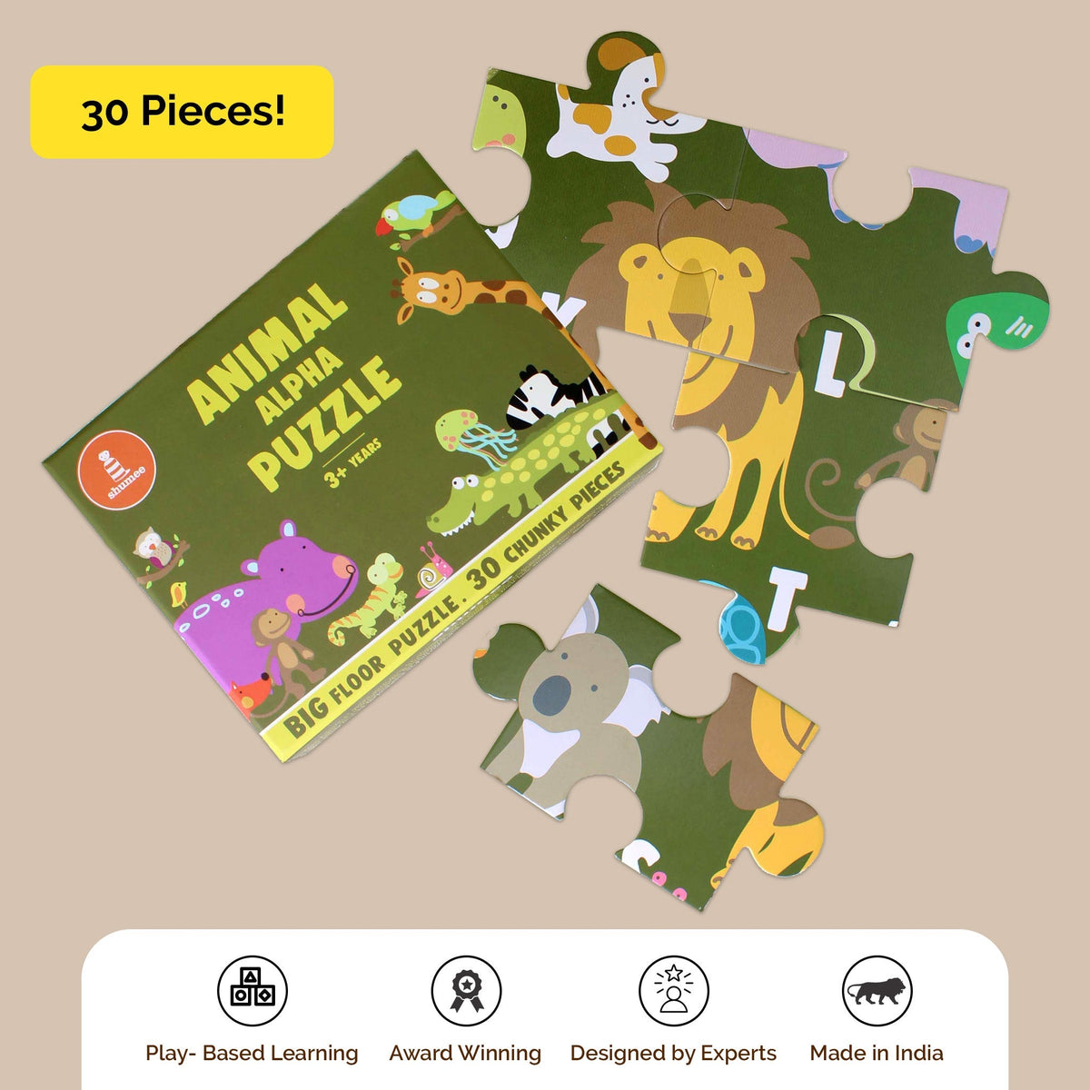 Animal Alphabet Floor Puzzle I 30 Large Pieces I Pack of 5 - (3 Years+)