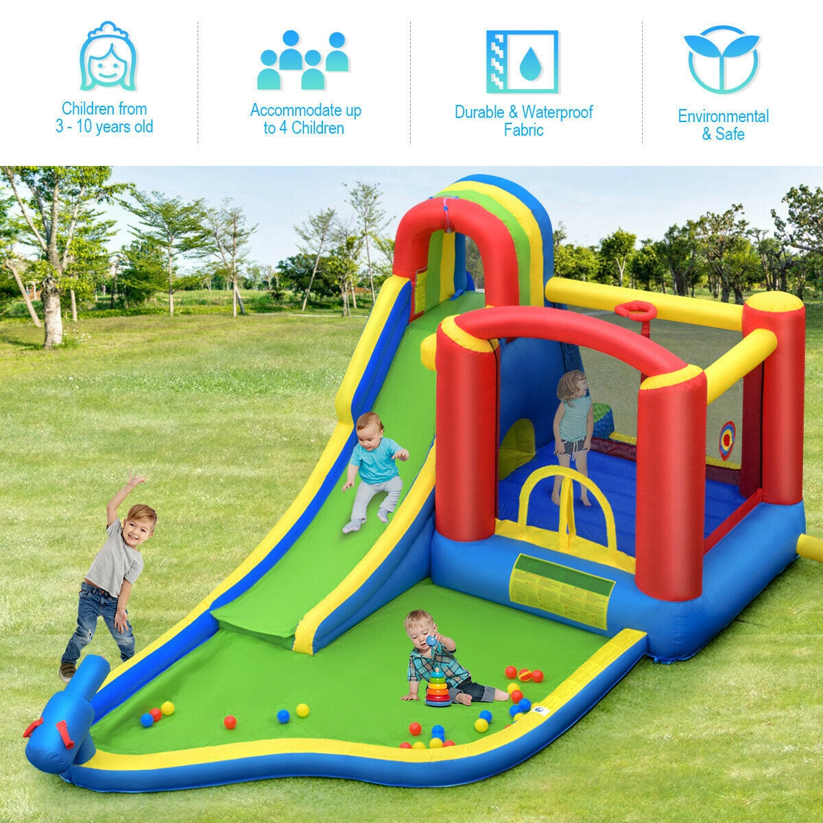 Inflatable Kid Bounce House Castle with Blower Free
