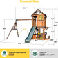 Cedar Wood Swing Set with Wave Slide, Play Kitchen, Rock Wall Ladder, Belt Swings, Toy Telescope, Steering Wheel, Tic-Tac-Toe, Balconies, Outdoor Playhouse Playground Set for Backyard Garden 735W Blower Included