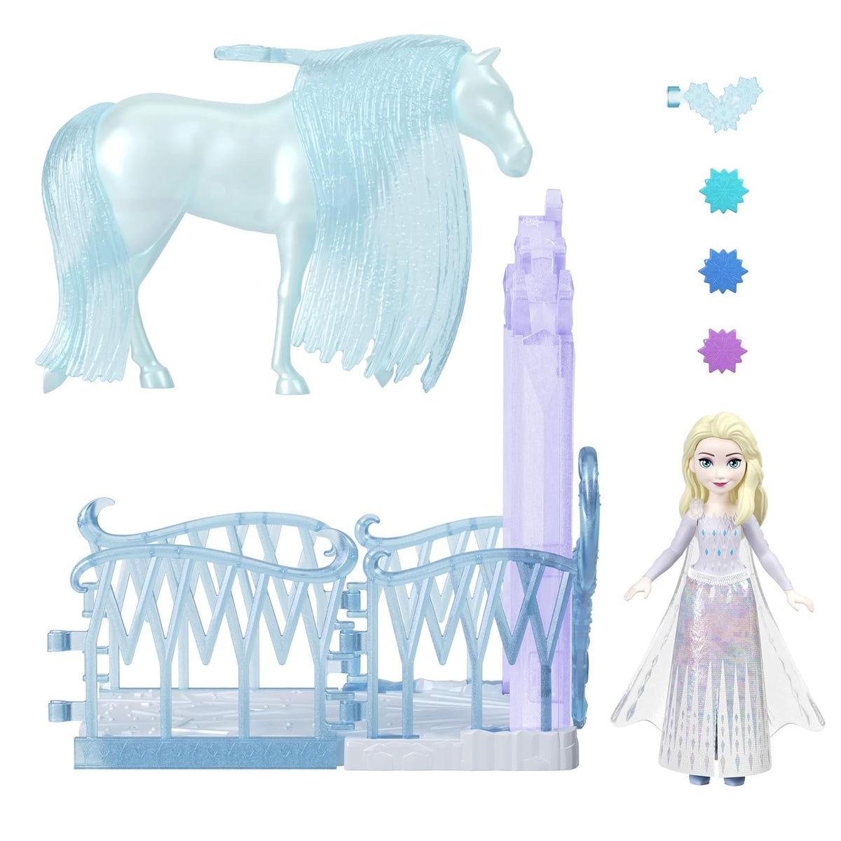 Disney Frozen Elsa Small Doll & The Water Nokk Horse with ICY Haven Playset, Saddle & Accessories, Storytime Stackers, Inspired by Disney Frozen Movie