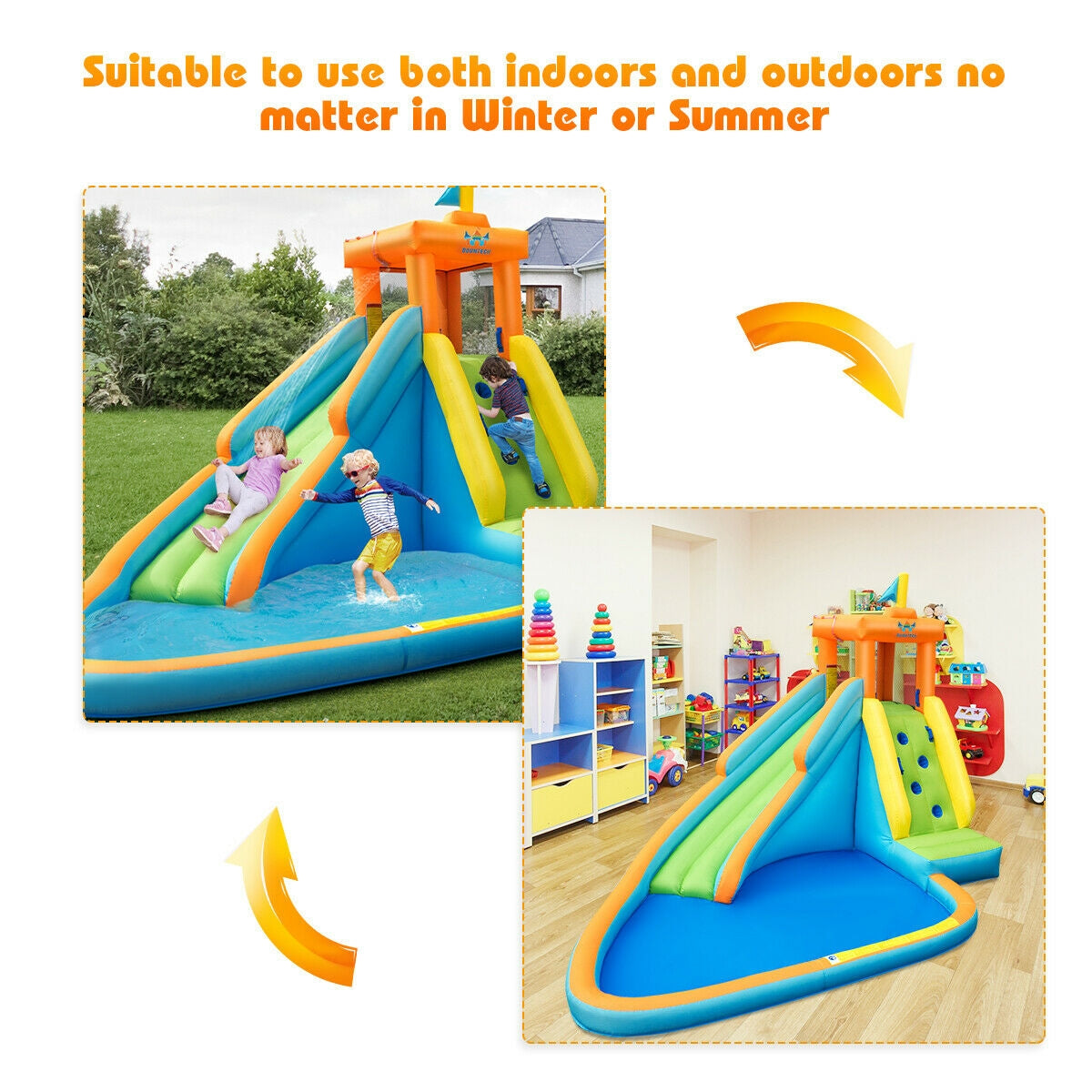 Inflatable Water Slide Kids Bounce House with 740W Blower free