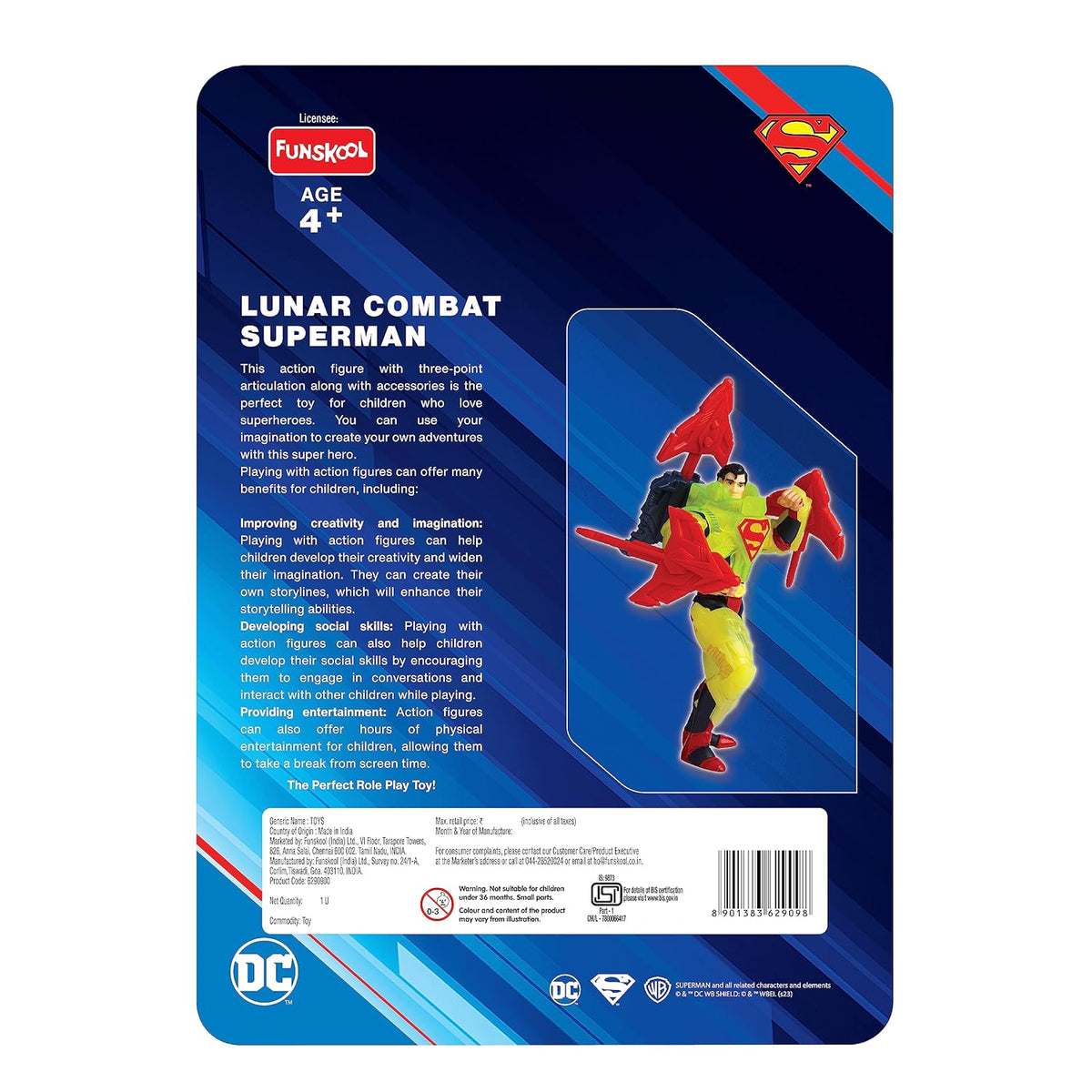 Funskool Lunar Combat SuperMan Action Figurine for Ages 4+ (Card & Design May Vary)