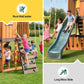 Cedar Wood Swing Set with Wave Slide, Play Kitchen, Rock Wall Ladder, Belt Swings, Toy Telescope, Steering Wheel, Tic-Tac-Toe, Balconies, Outdoor Playhouse Playground Set for Backyard Garden 735W Blower Included