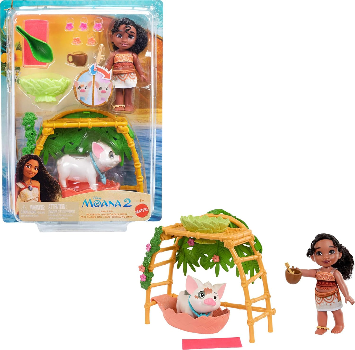 Disney Moana 2 Simea & Pua Bathtime Fun Playset, Fashion Doll & 10+ Accessories, Inspired By The Movie