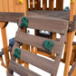 Cedar Wood Swing Set with Wave Slide, Play Kitchen, Rock Wall Ladder, Belt Swings, Toy Telescope, Steering Wheel, Tic-Tac-Toe, Balconies, Outdoor Playhouse Playground Set for Backyard Garden 735W Blower Included