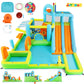 Inflatable Water Slide Bounce House for Kids, Luxury Heavy Duty Blow Up Water Park with Double Slides, Climbing Wall, Splash Pool and Sunshade Awning 735W Blower Included