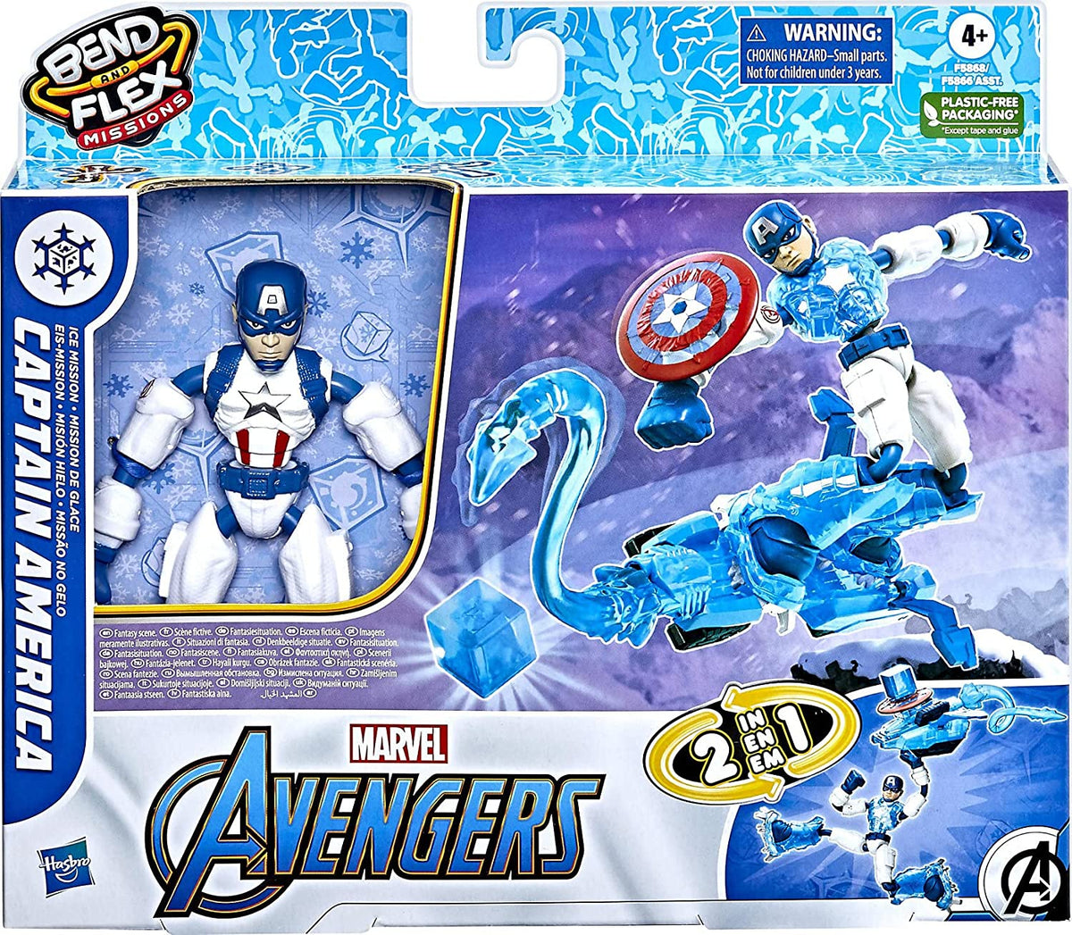 Marvel Avengers Bend and Flex Missions 6-Inch-Scale Captain America Ice Mission Figure with 2-in-1 Accessory for Ages 4 and Up