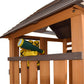 Cedar Wood Swing Set with Wave Slide, Play Kitchen, Rock Wall Ladder, Belt Swings, Toy Telescope, Steering Wheel, Tic-Tac-Toe, Balconies, Outdoor Playhouse Playground Set for Backyard Garden 735W Blower Included