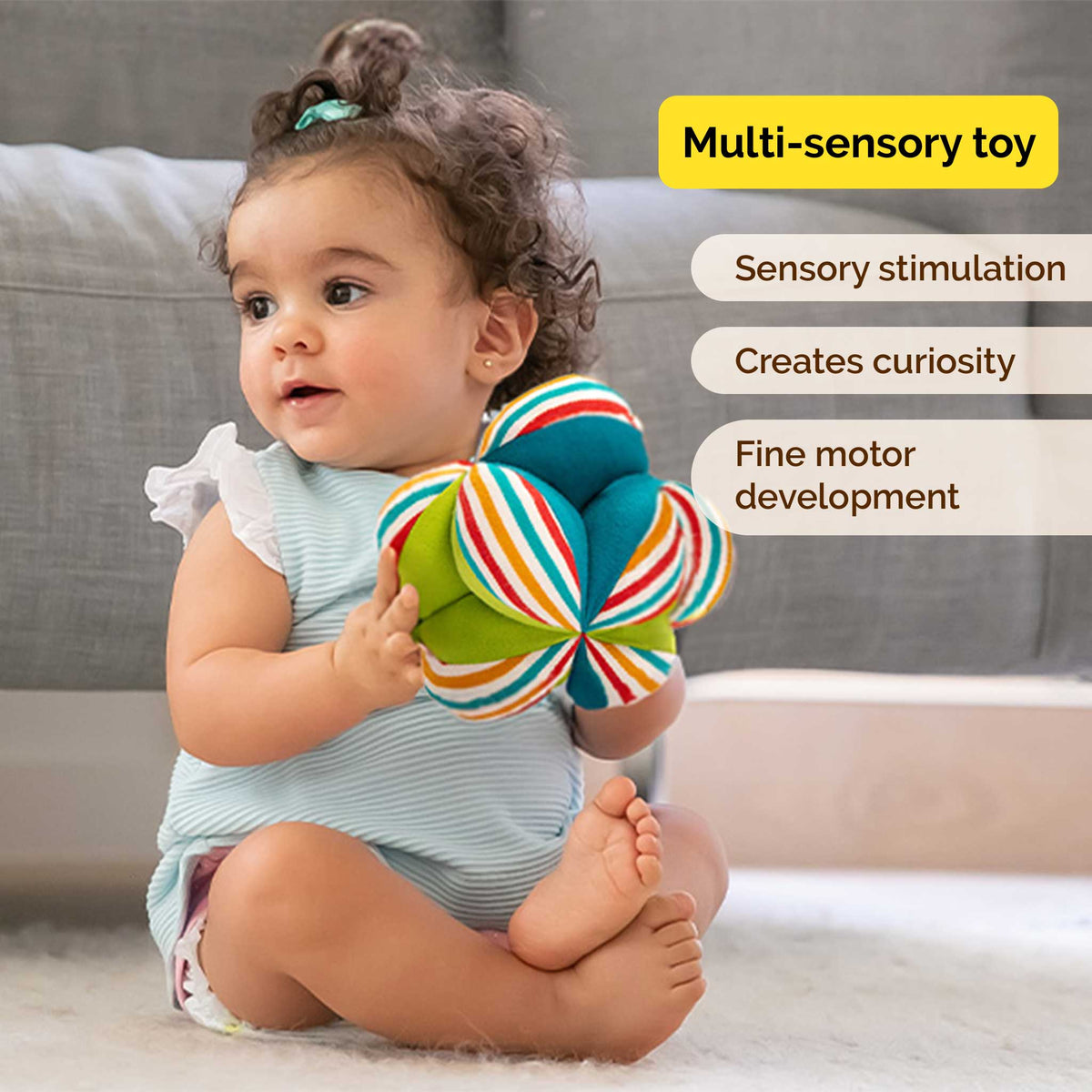 Soft Plush Clutch Ball For Babies With Rattle (0 Month+)