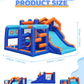 Multi-Activity Inflatable Bouncy Castle with Slide, Ball Pit, Basketball Hoop & Climbing Area – Kids Indoor Outdoor Fun Playset 735W Blower Included