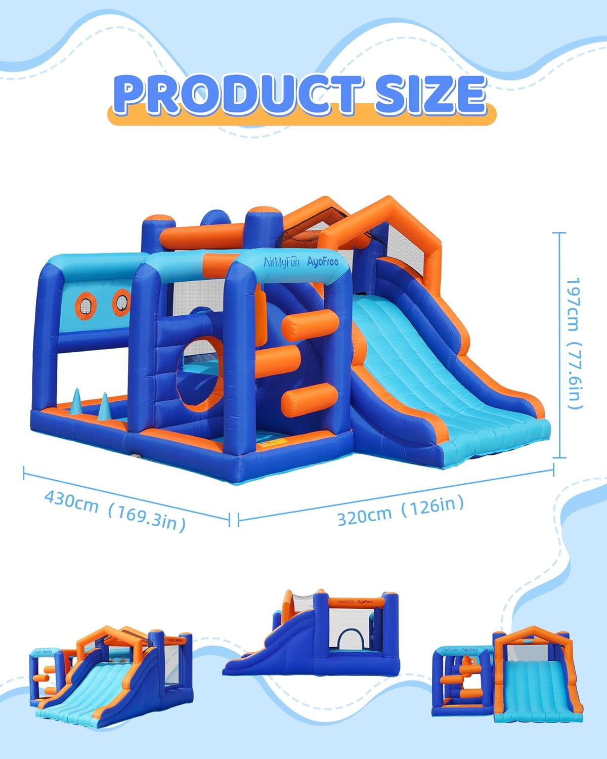 Multi-Activity Inflatable Bouncy Castle with Slide, Ball Pit, Basketball Hoop & Climbing Area – Kids Indoor Outdoor Fun Playset 735W Blower Included