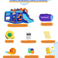 Multi-Activity Inflatable Bouncy Castle with Slide, Ball Pit, Basketball Hoop & Climbing Area – Kids Indoor Outdoor Fun Playset 735W Blower Included