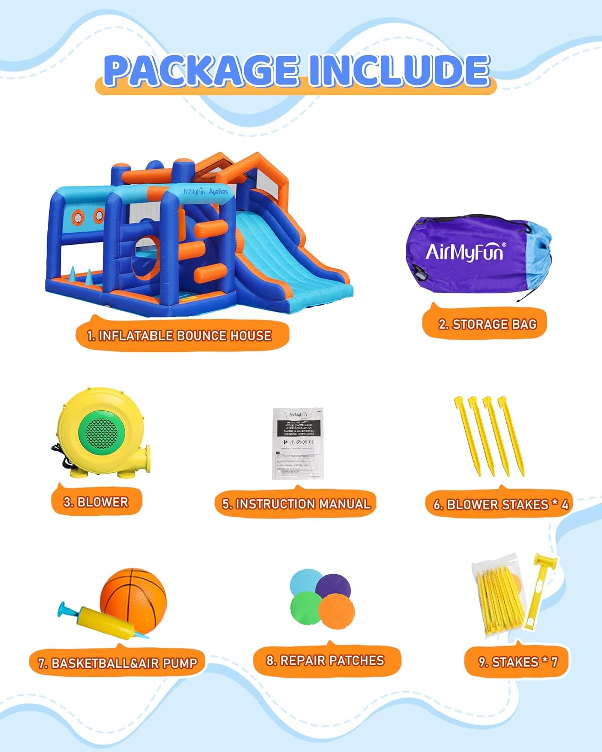 Multi-Activity Inflatable Bouncy Castle with Slide, Ball Pit, Basketball Hoop & Climbing Area – Kids Indoor Outdoor Fun Playset 735W Blower Included