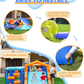 Multi-Activity Inflatable Bouncy Castle with Slide, Ball Pit, Basketball Hoop & Climbing Area – Kids Indoor Outdoor Fun Playset 735W Blower Included