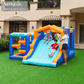 Multi-Activity Inflatable Bouncy Castle with Slide, Ball Pit, Basketball Hoop & Climbing Area – Kids Indoor Outdoor Fun Playset 735W Blower Included