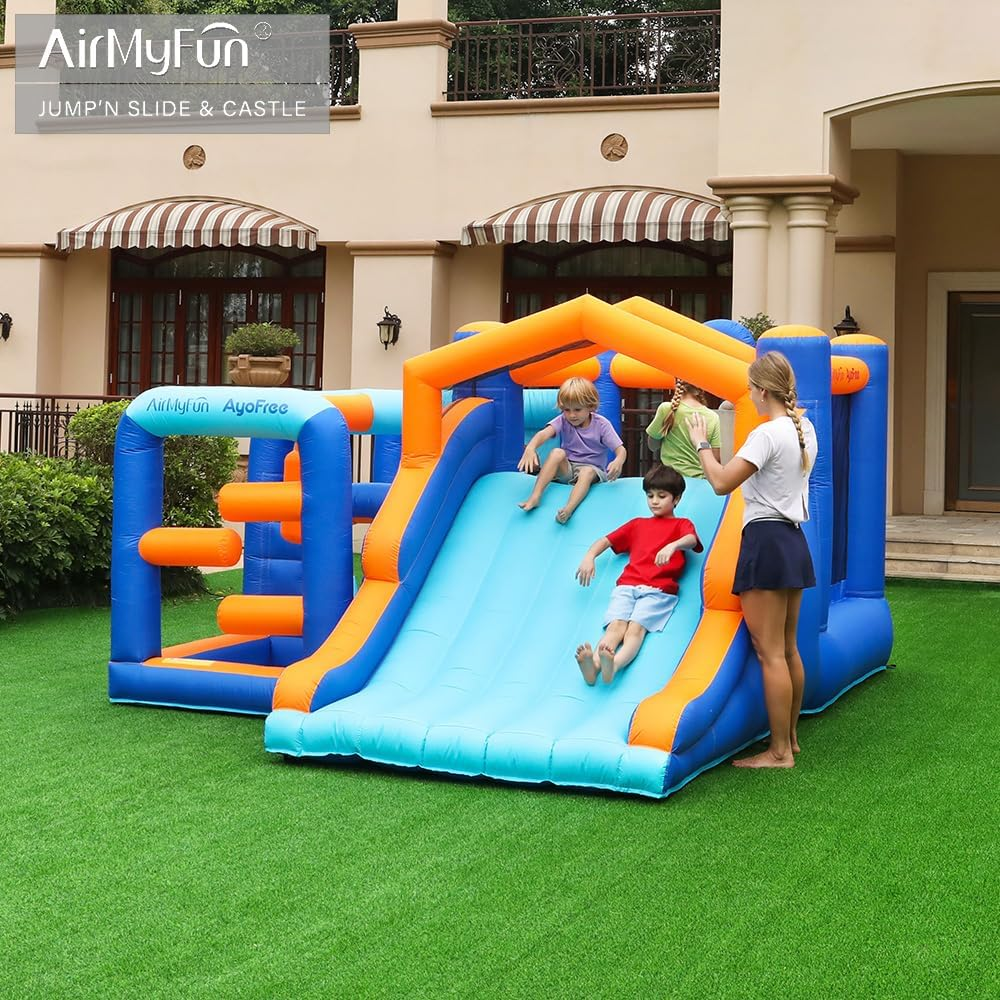 Multi-Activity Inflatable Bouncy Castle with Slide, Ball Pit, Basketball Hoop & Climbing Area – Kids Indoor Outdoor Fun Playset 735W Blower Included