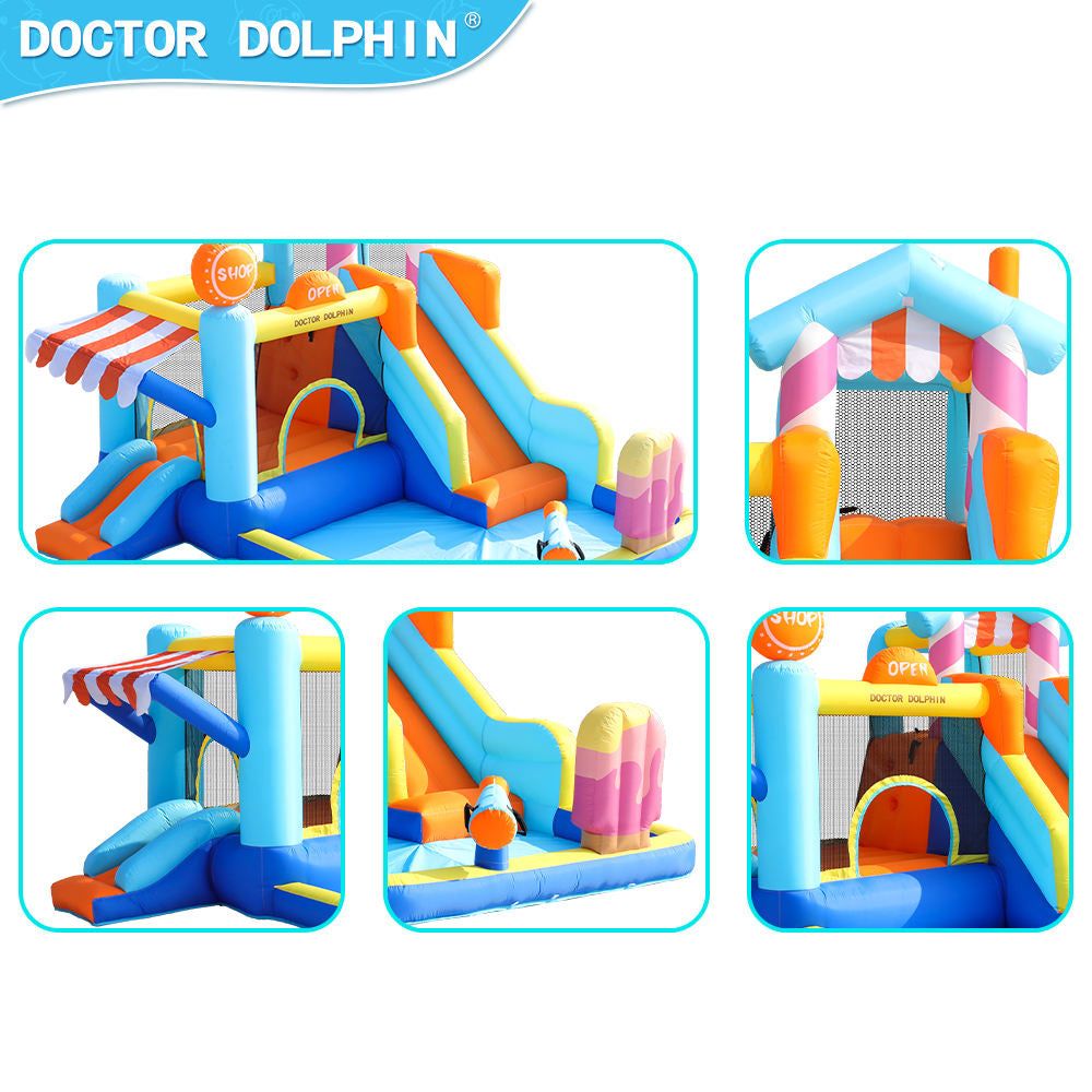 Candy House Inflatable Water Park for Kids with Slide, Pool & Water Cannon 735W Blower Included