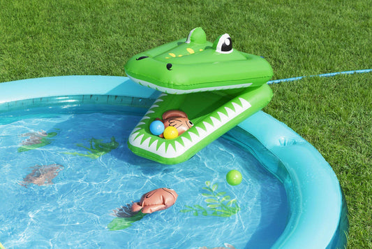 Bestway Crocodile Cove Kids Inflatable Water Play Center and Pool 735W Blower Included
