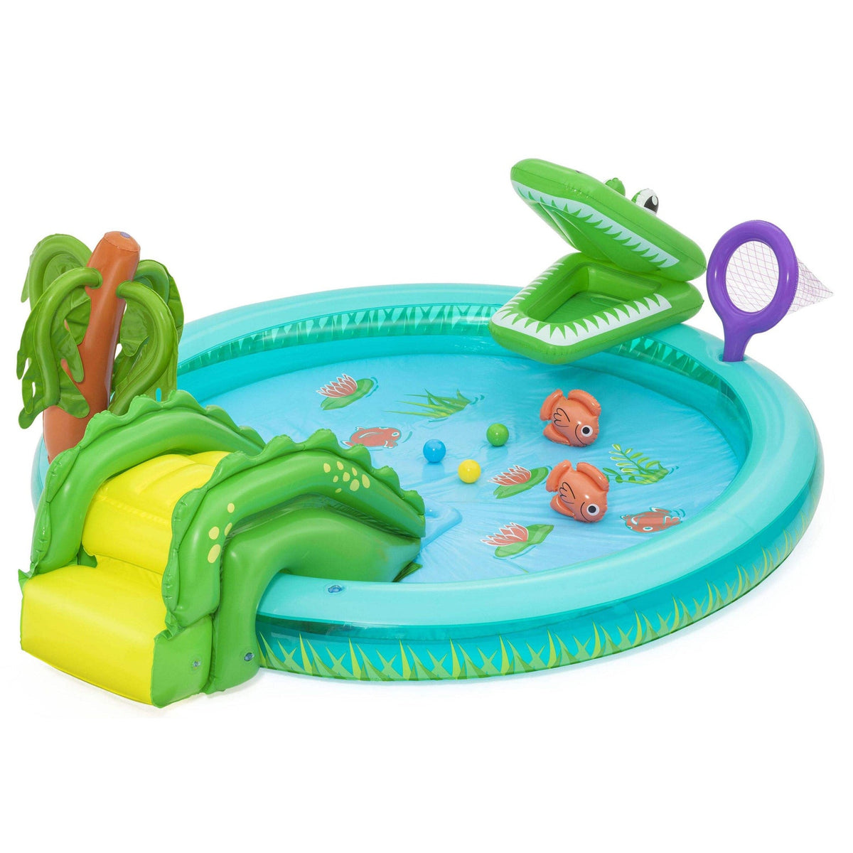 Bestway Crocodile Cove Kids Inflatable Water Play Center and Pool 735W Blower Included