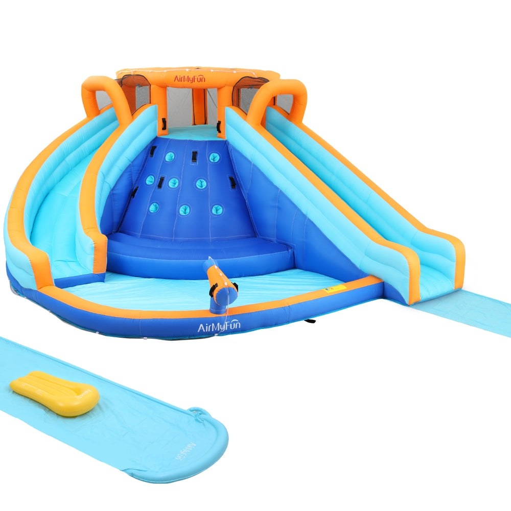 AirMyFun Kids Inflatable Pool Water Double Slide Park Jumping Castle 465X390CM 735W Blower Included