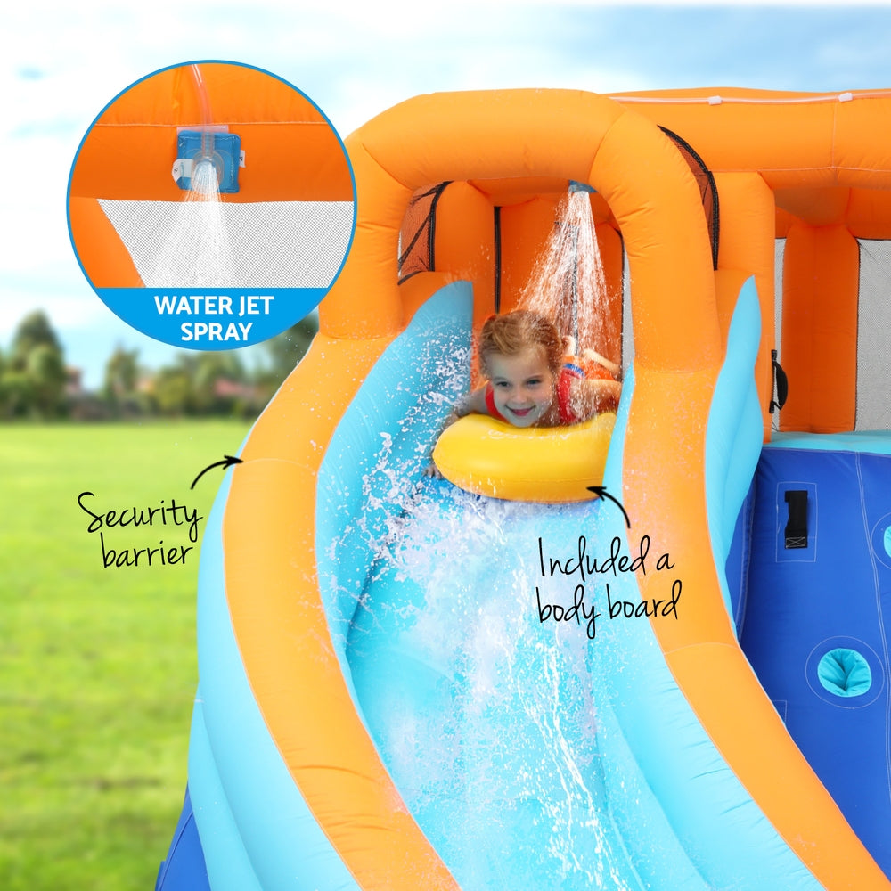 AirMyFun Kids Inflatable Pool Water Double Slide Park Jumping Castle 465X390CM 735W Blower Included